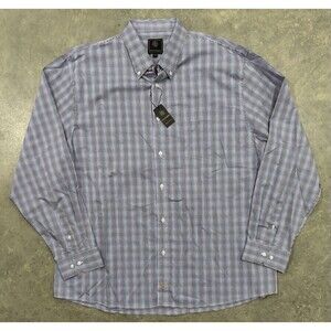 NWT F/X Fusion Shirt Mens XXL Plaid Cotton Long Sleeve Button Down Purple 2XL